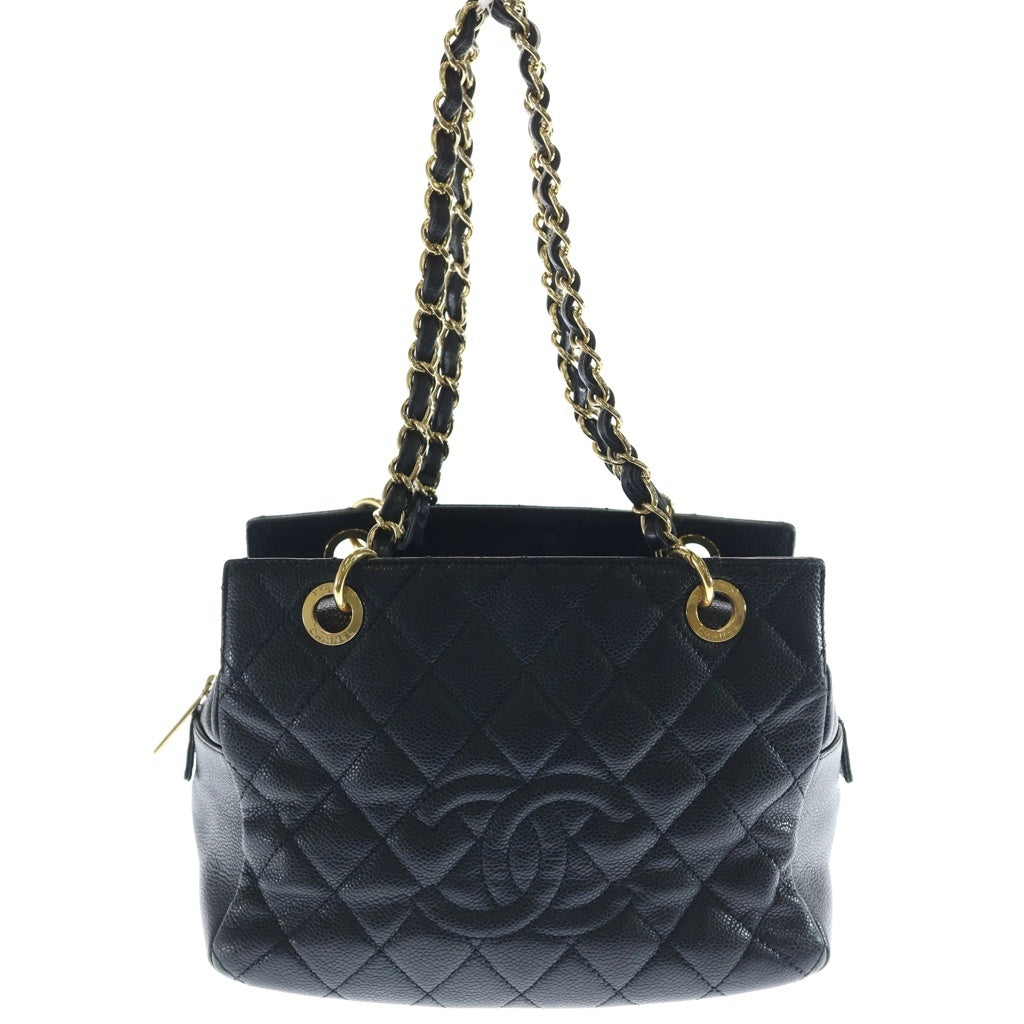 CHANEL(シャネル) ココマーク チェーントートバッグ ハンドバッグ 肩掛けバッグ ブラック キャビアスキン ゴールド金具 レディース