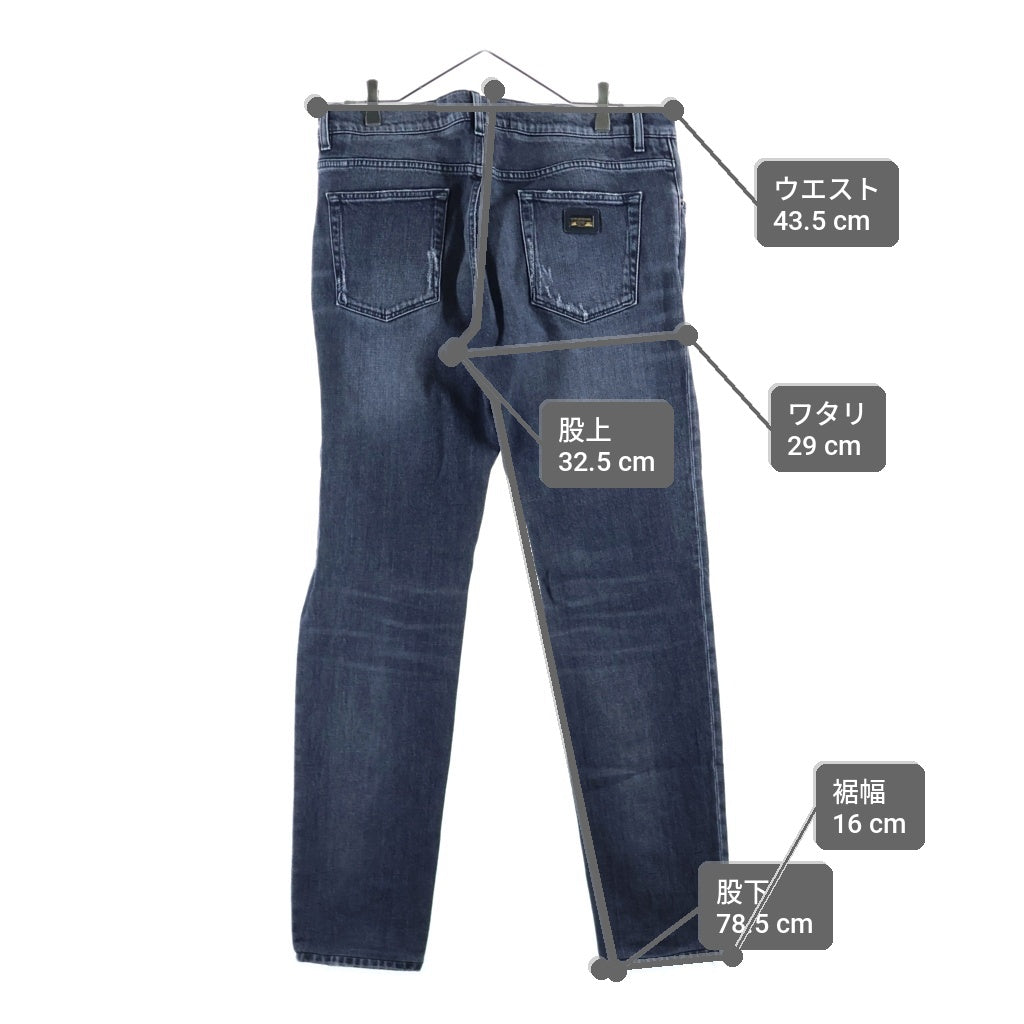 DOLCE & GABBANA(ドルチェアンドガッバーナ) ■ストレッチ デニムパンツ ブラック ダメージジーンズ