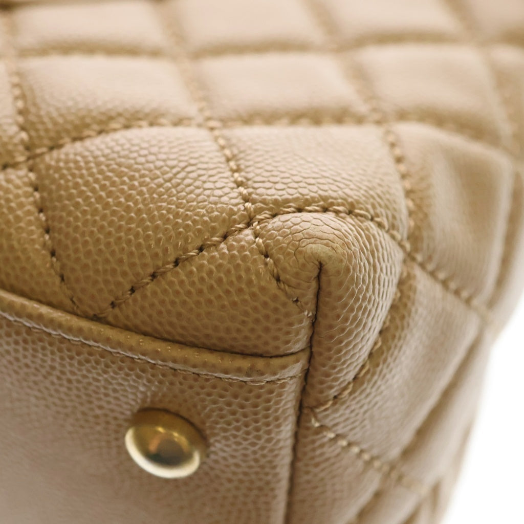 CHANEL(シャネル) ココハンドル29 マトラッセ ラージ 2WAY ハンドバッグ ショルダーバッグ キャビアスキン ゴールド金具 ベージュ レディース