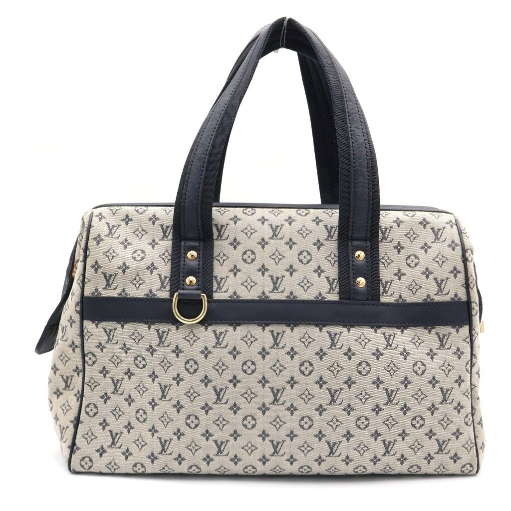 LOUIS VUITTON(ルイヴィトン) モノグラムミニ ジョセフィーヌGM ボストンバッグ ハンドバッグ ネイビー×ベージュ レザー×キャンバス M92214 ゴールド金具 レディース