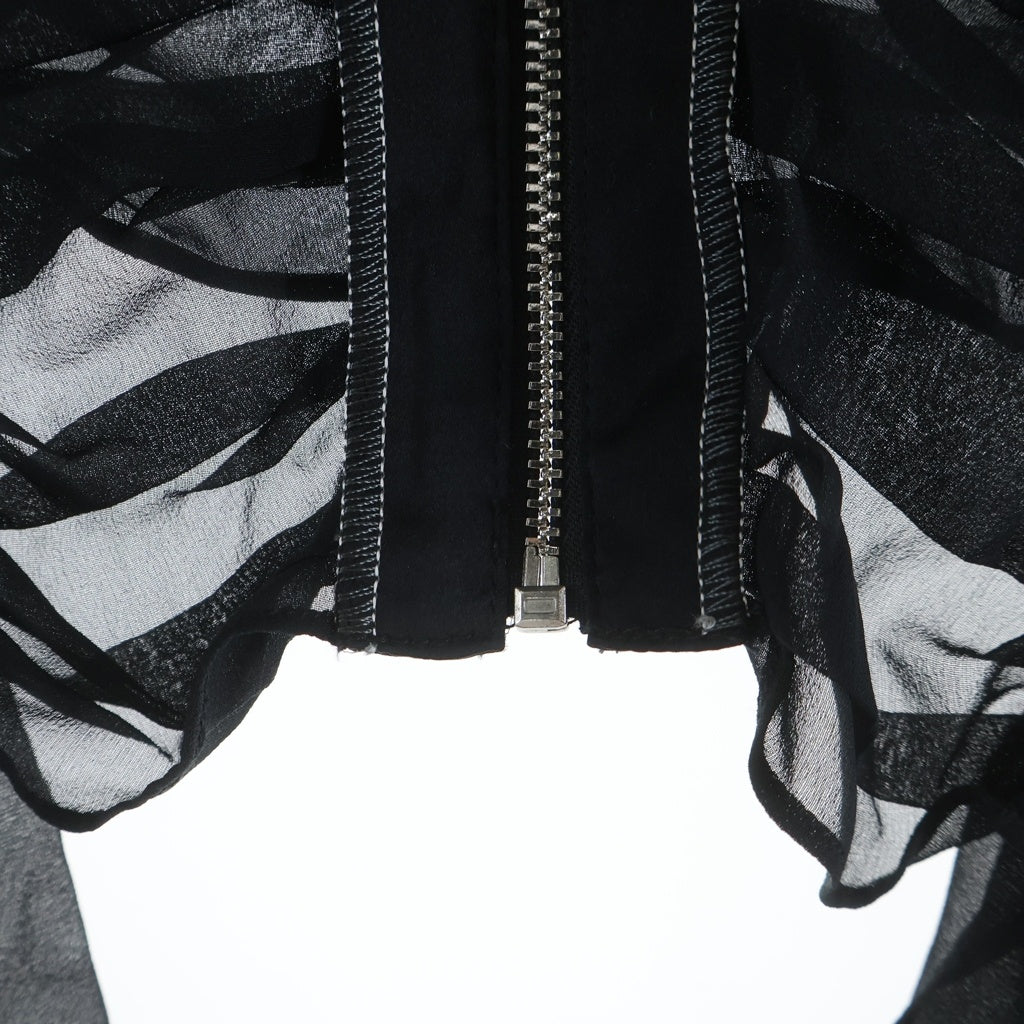 3.1 Phillip Lim(スリーワンフィリップリム) ギャザーデザイン シルク ジップアップ シアー ジャケットブラック レディース S172-2226CHF