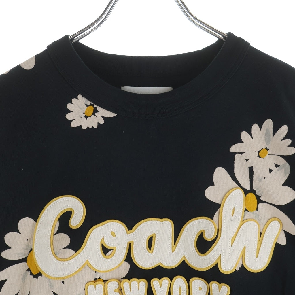 COACH(コーチ) フローラル クロップド シグネチャー スクリプト Tシャツ ブラック #S CQ180 レディース