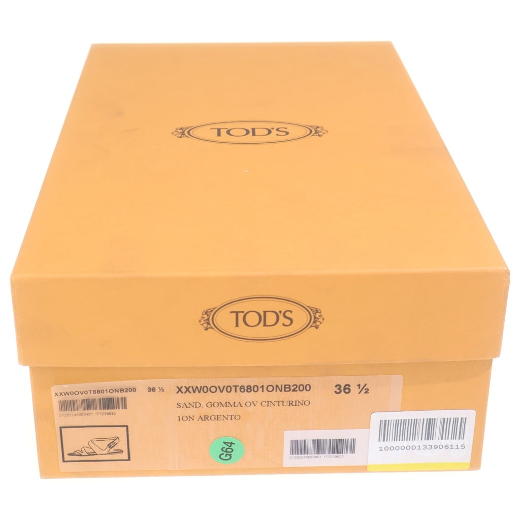 TOD'S(トッズ) メタリックレザー ストラップ フラットサンダル シューズ シルバー レディース