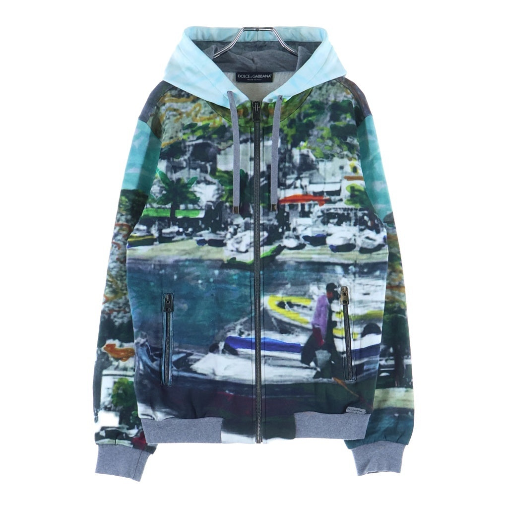 DOLCE & GABBANA(ドルチェアンドガッバーナ) フォトグラフィックプリント ジップアップ スウェットパーカー フーディー グレー G9EK8T/G7CVZ