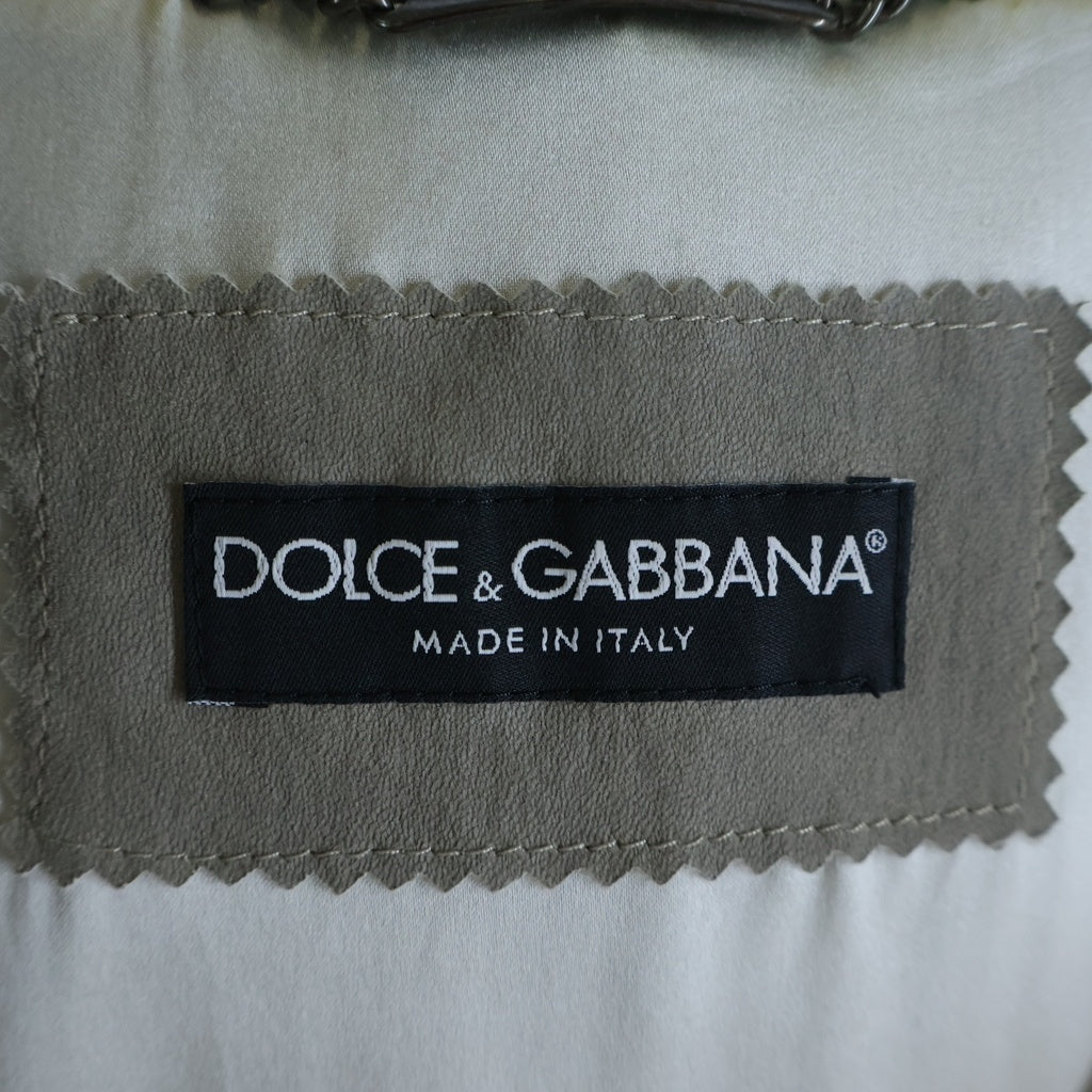 DOLCE & GABBANA(ドルチェアンドガッバーナ) ラムレザー フーデッド ジップアップ ジャケット パーカー カーキ G9BF4L/FUYAP
