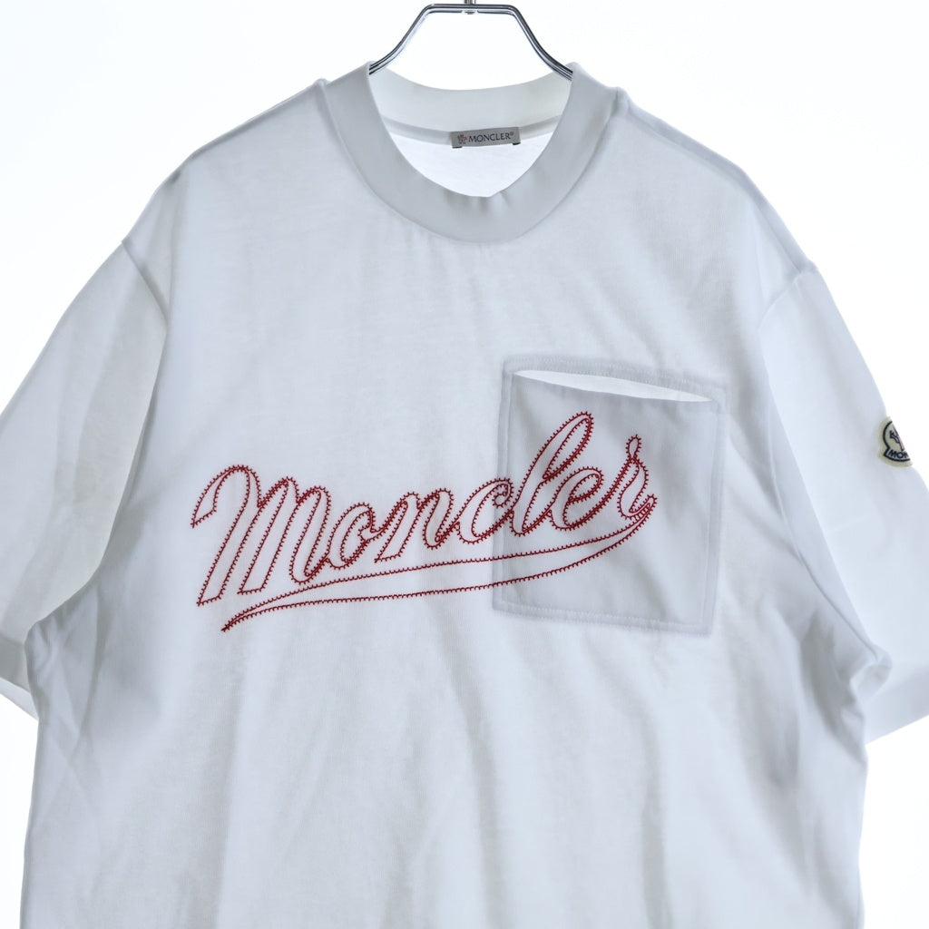 MONCLER(モンクレール) ロゴ刺繍 クルーネック 半袖Tシャツ ホワイト I10918C00005 899H5