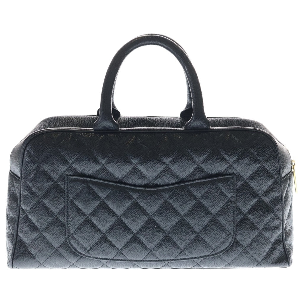 CHANEL(シャネル) マトラッセ ボストンバッグ ハンドバッグ ブラック キャビアスキン A20997 ゴールド金具 レディース
