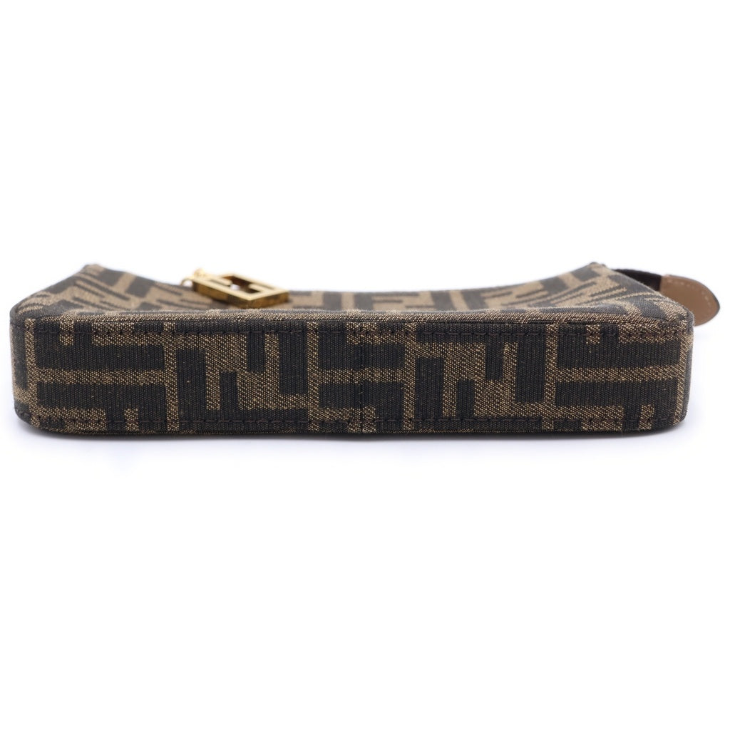 FENDI(フェンディ) ズッカ スリム クラッチ ショルダーバッグ ミニバッグ ブラウン キャンバス 8BS073 ゴールド金具 レディース