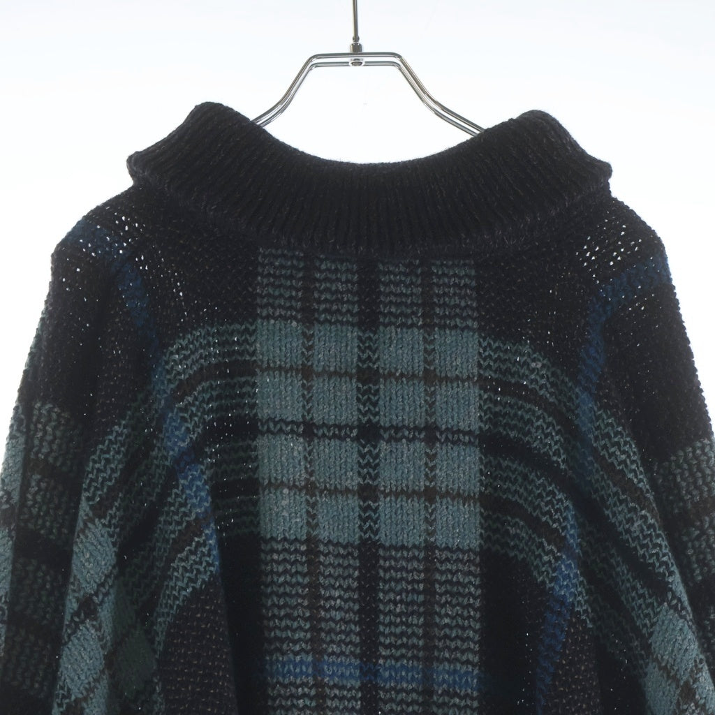MISSONI(ミッソーニ) チェック柄 ポンチョニット ブルー レディース