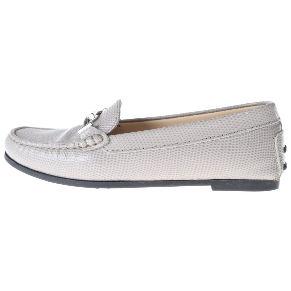 TOD'S(トッズ) ダブルT 型押し ローファー グレージュ #34 1/2 レディース