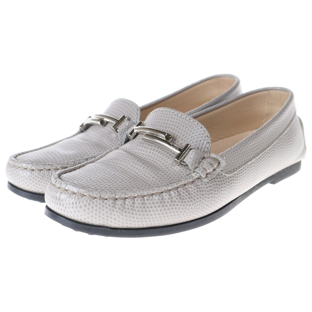 TOD'S(トッズ) ダブルT 型押し ローファー グレージュ #34 1/2 レディース