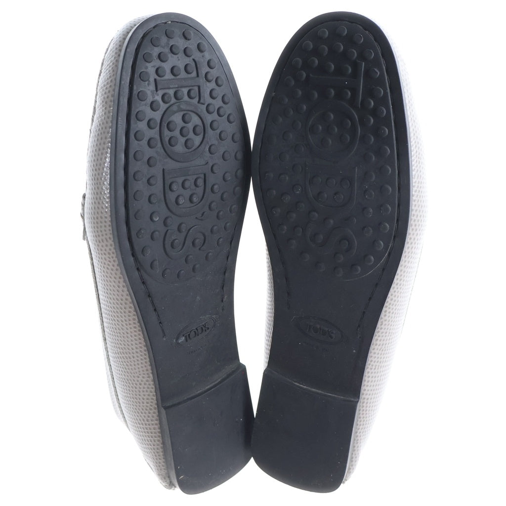 TOD'S(トッズ) ダブルT 型押し ローファー グレージュ #34 1/2 レディース