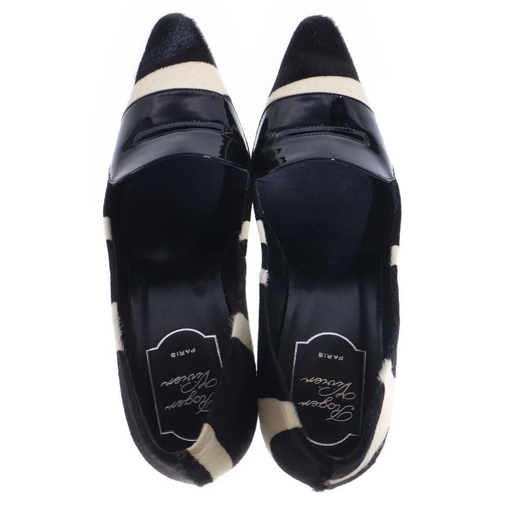 新品　Roger Vivier ブラック　パンプス　サイズ36、5 Roger Vivier(ロジェヴィヴィエ) ハラコパンプス ブラック×ホワイト 34