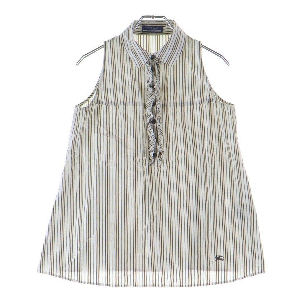 BURBERRY BLUE LABEL(バーバリーブルーレーベル) ノースリーブ ストライプシャツ ホワイト 36 レディース