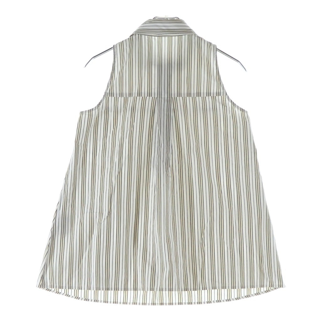 BURBERRY BLUE LABEL(バーバリーブルーレーベル) ノースリーブ ストライプシャツ ホワイト 36 レディース