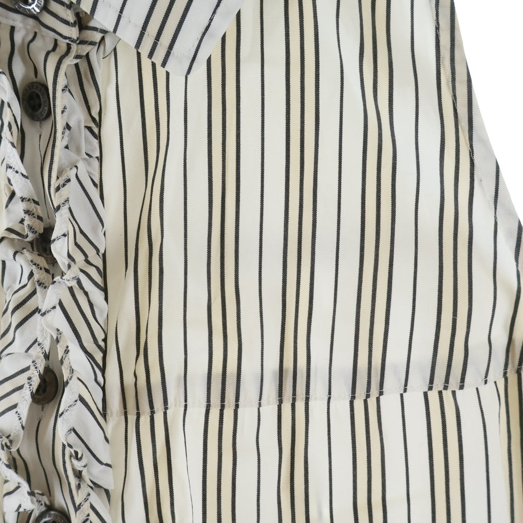 BURBERRY BLUE LABEL(バーバリーブルーレーベル) ノースリーブ ストライプシャツ ホワイト 36 レディース