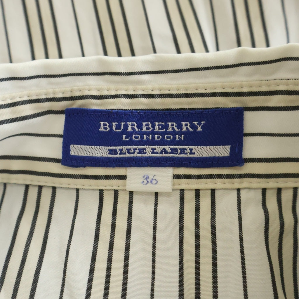 BURBERRY BLUE LABEL(バーバリーブルーレーベル) ノースリーブ ストライプシャツ ホワイト 36 レディース