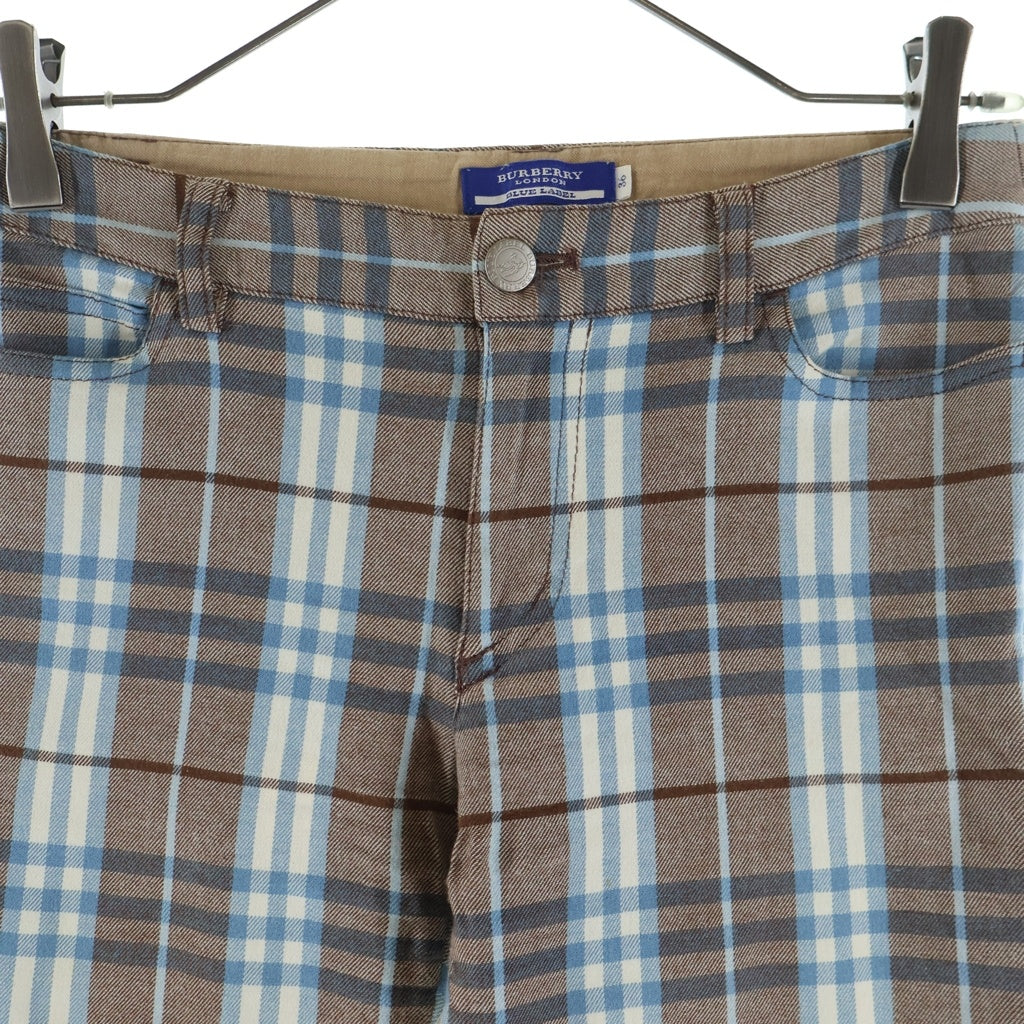 BURBERRY BLUE LABEL(バーバリーブルーレーベル) ノバチェックパンツ ブラウン×ブルー 36 レディース