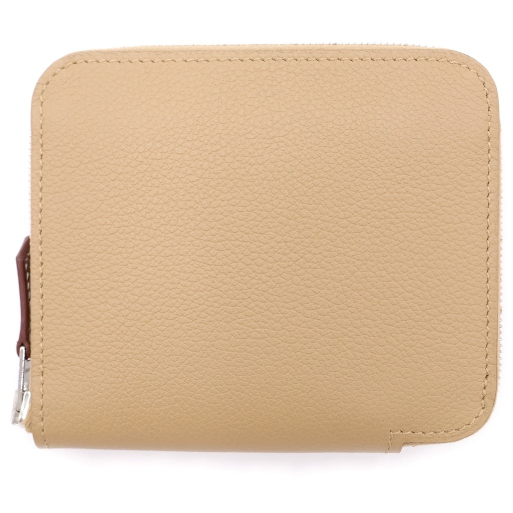 HERMES(エルメス) アザップシルクインコンパクト プシエール ベージュ エバーカラー レザー K刻印 シルバー金具 レディース