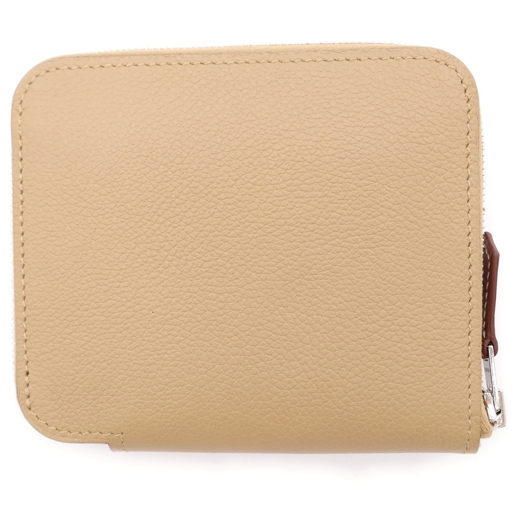 HERMES(エルメス) アザップシルクインコンパクト プシエール ベージュ エバーカラー レザー K刻印 シルバー金具 レディース