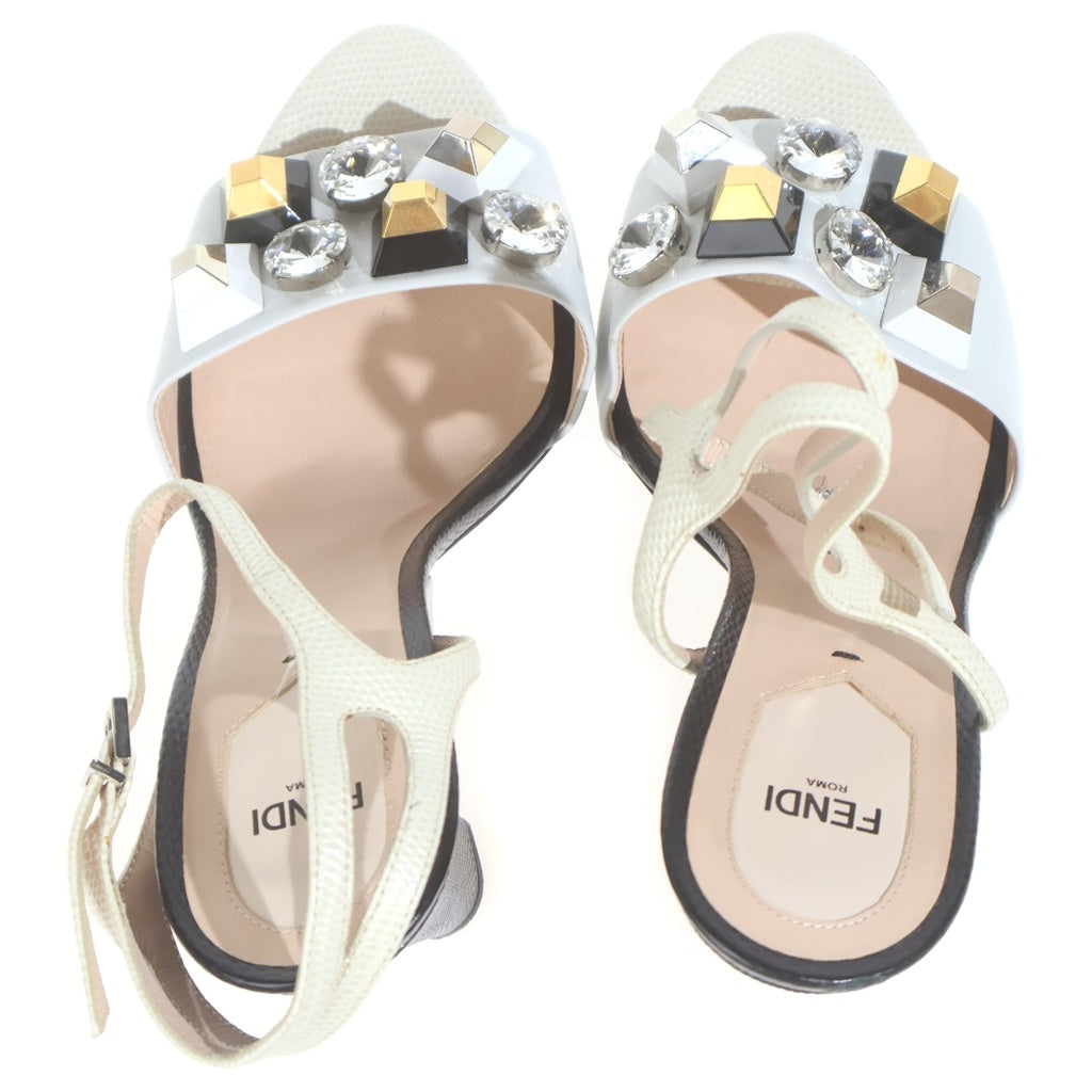 FENDI(フェンディ) ビジューヒールサンダル ホワイト #40 レディース