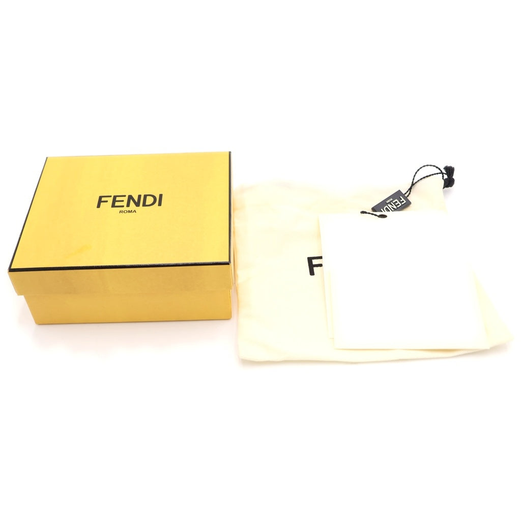 FENDI(フェンディ) FFダイヤモンド コンパクトウォレット 三つ折り財布 コインケース ブルー レザー 8M0480 ゴールド金具 レディース