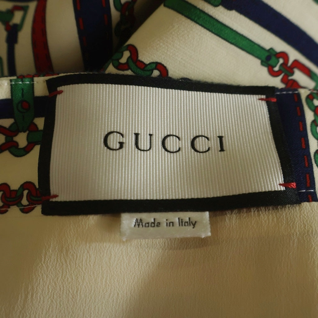 GUCCI(グッチ) チェーンベルト柄 タイトスカート アイボリー×グリーン×レッド #36 453833 ZIP25 レディース
