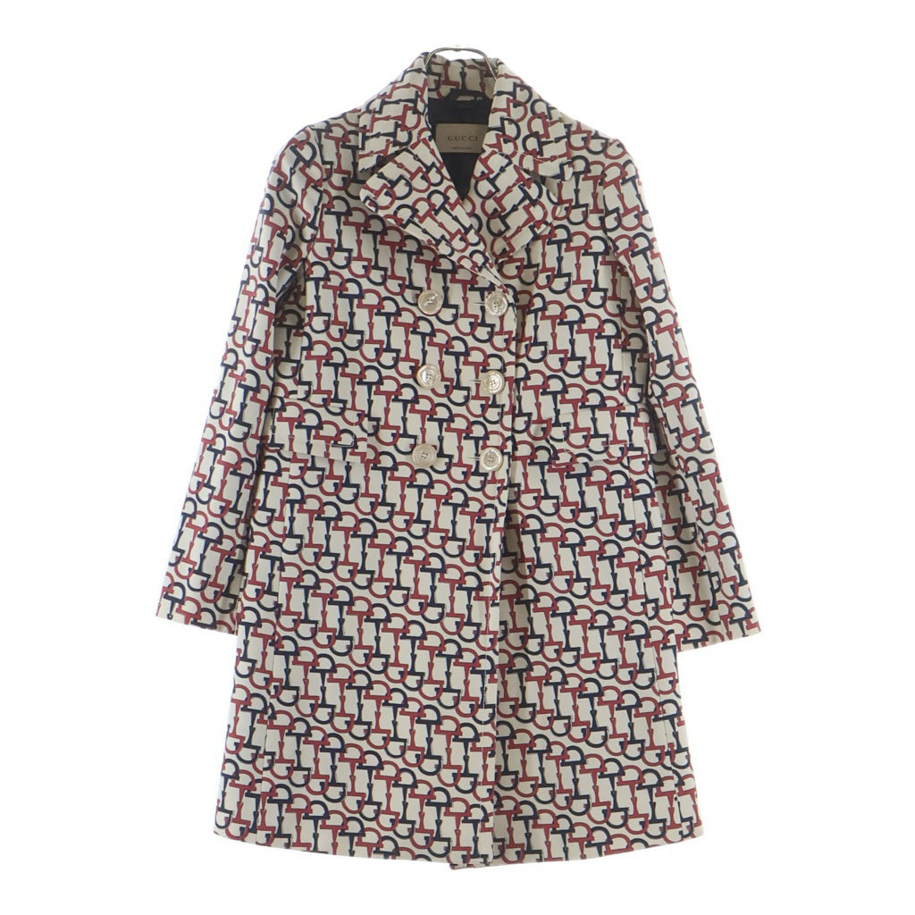 GUCCI(グッチ) ホースビット トレンチコート ライトジャケットアイボリー×ネイビー×ピンク #38 3448279 ZHX81 レディース
