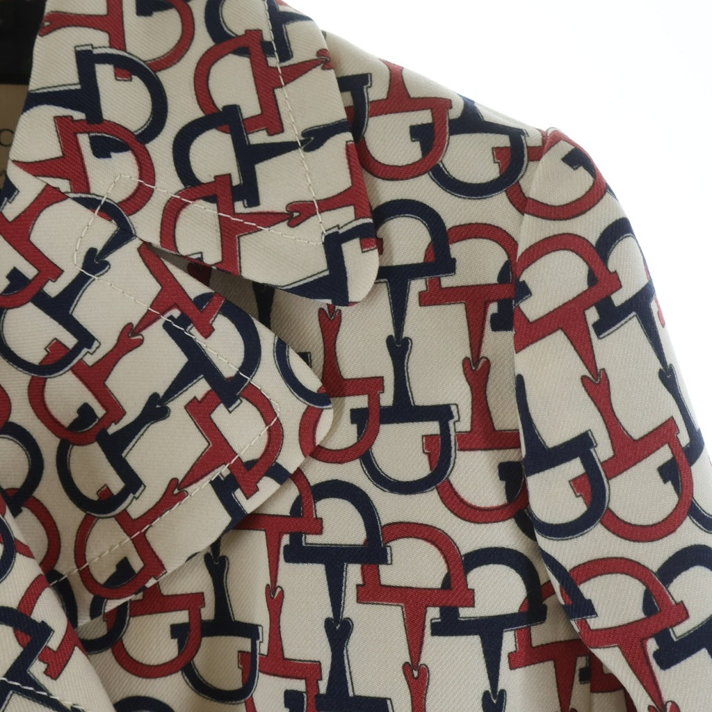 GUCCI(グッチ) ホースビット トレンチコート ライトジャケットアイボリー×ネイビー×ピンク #38 3448279 ZHX81 レディース