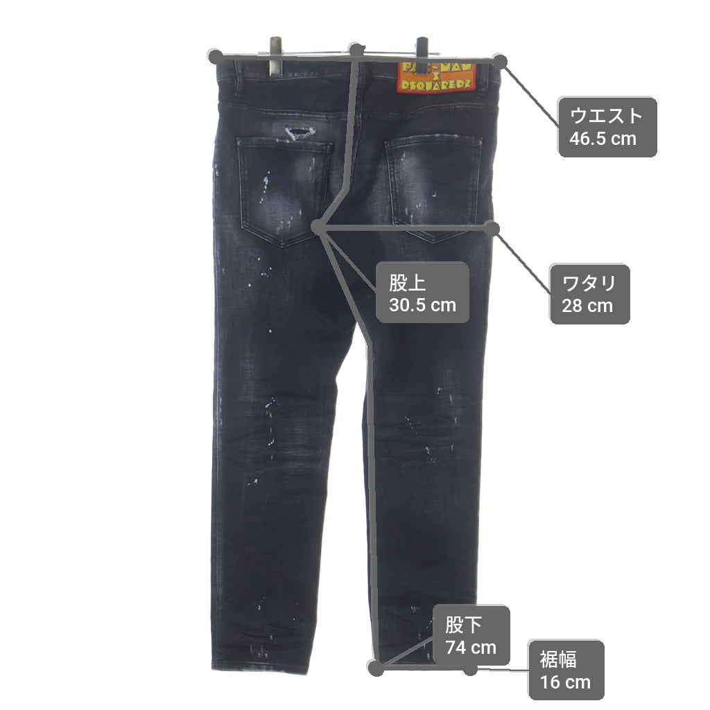 DSQUARED2(ディースクエアード) ×パックマンコラボ ダメージデニム ブラック #50 S71LB1333
