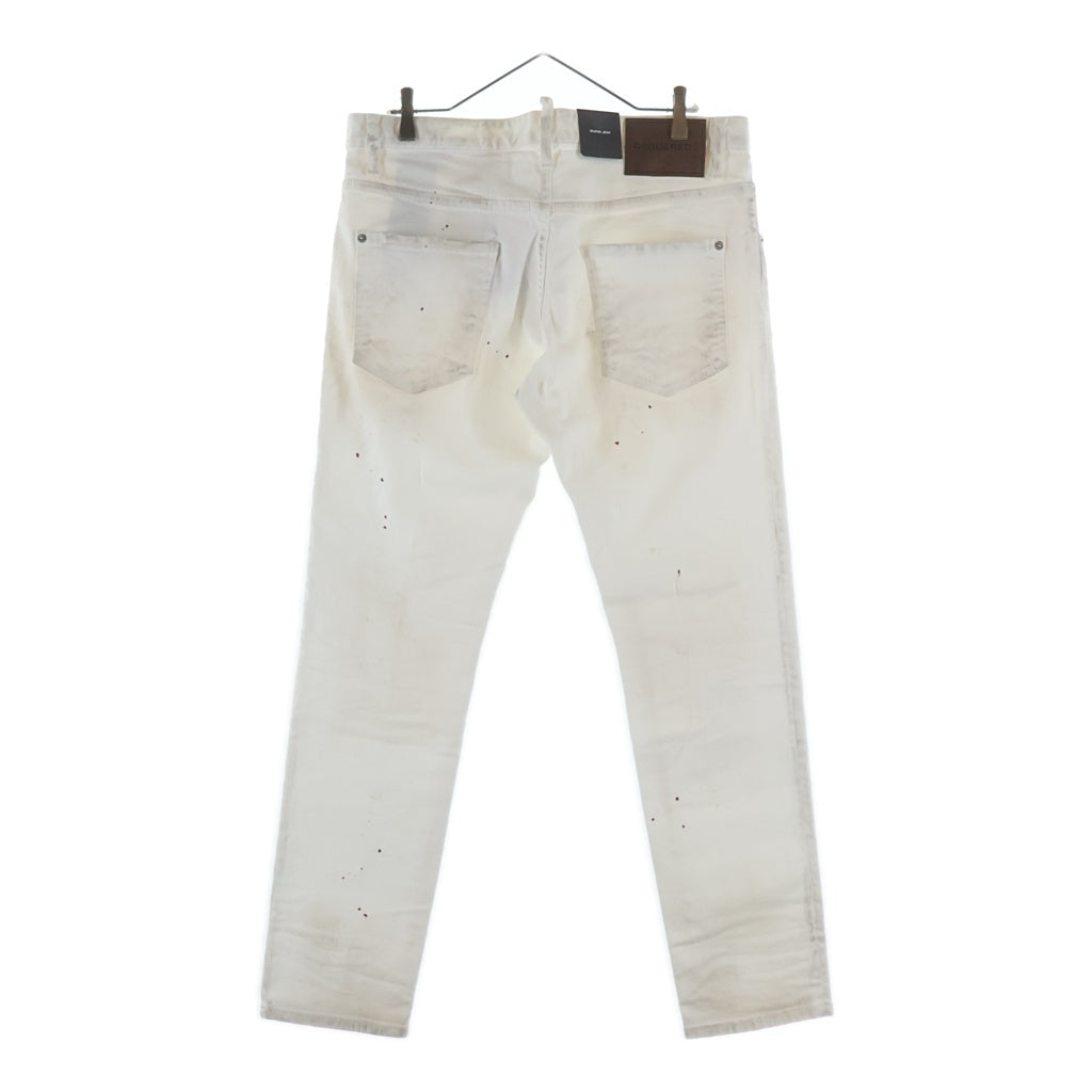 DSQUARED2(ディースクエアード) ペイント加工 デニムパンツ ホワイト #52 S74LB1356