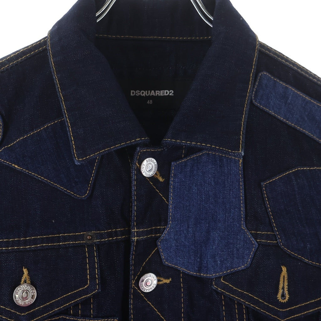 DSQUARED2(ディースクエアード) パッチワークデニムジャケット インディゴブルー #48