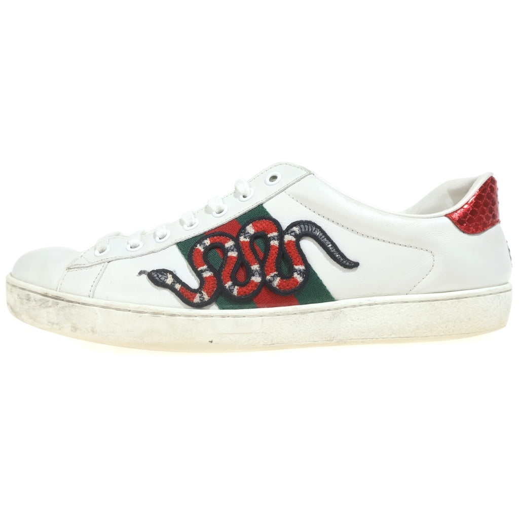 GUCCI(グッチ) エース シェリーライン スネーク ローカットスニーカー ホワイト