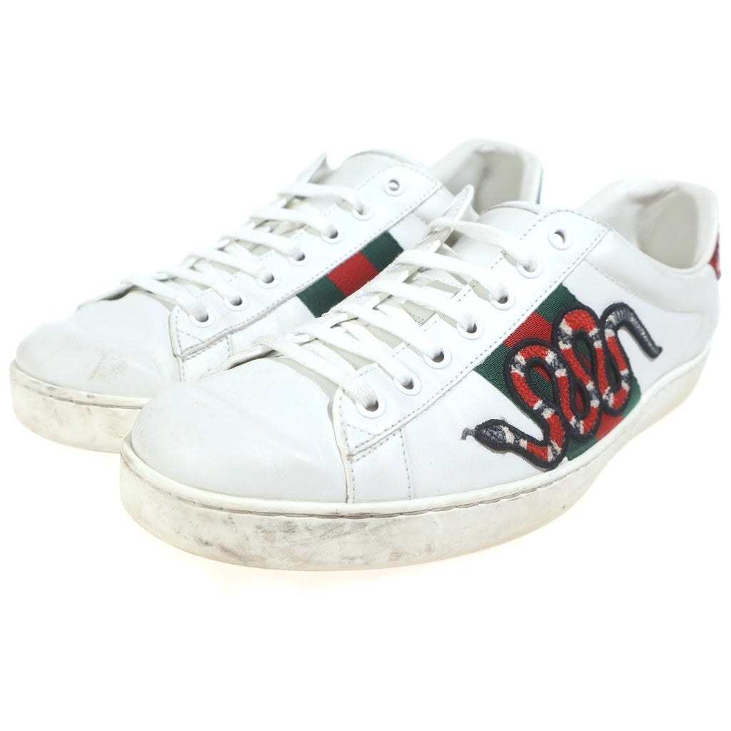 GUCCI(グッチ) エース シェリーライン スネーク ローカットスニーカー ホワイト