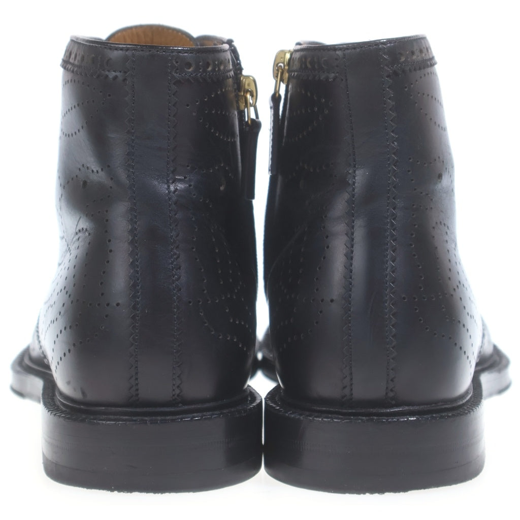 GUCCI(グッチ) パンチングデザイン レザーブーツ ブラック #9