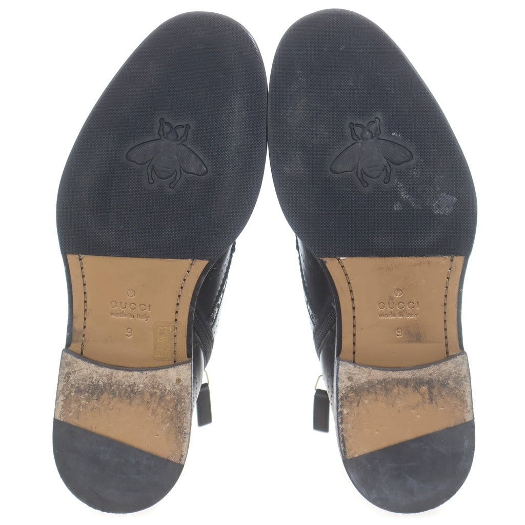 GUCCI(グッチ) パンチングデザイン レザーブーツ ブラック #9