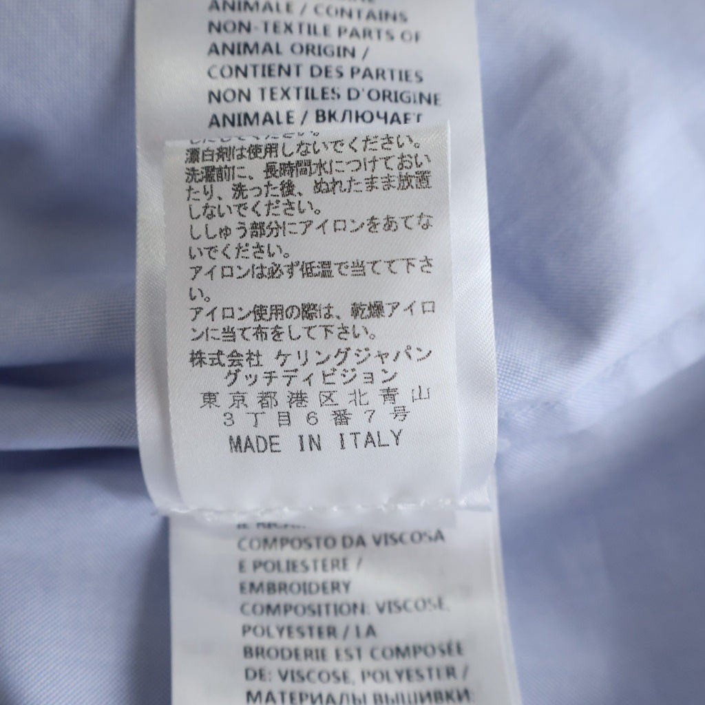 GUCCI(グッチ) フロントバタフライ刺繍 長袖シャツ ライトブルー #42 487050 Z394E