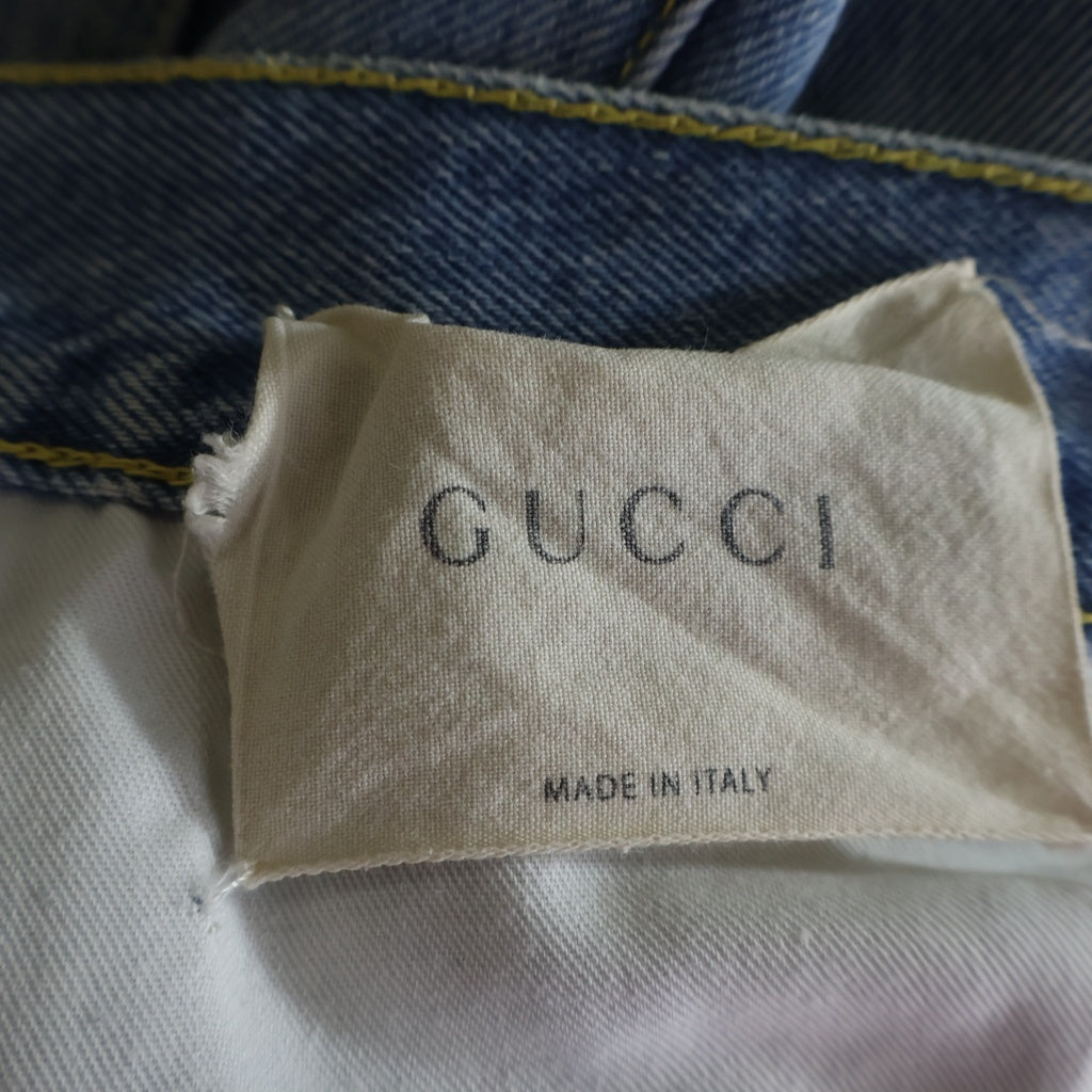 GUCCI(グッチ) 17AW バイカラー デニムパンツ インディゴブルー #34 475274 XR609