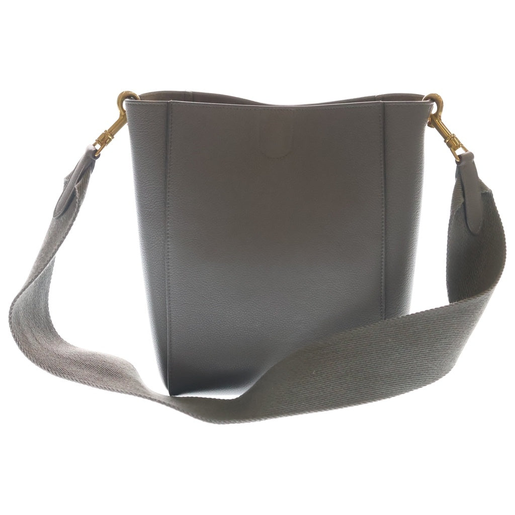 CELINE(セリーヌ) サングル バケット ショルダーバッグ スモール グレー レザー レディース