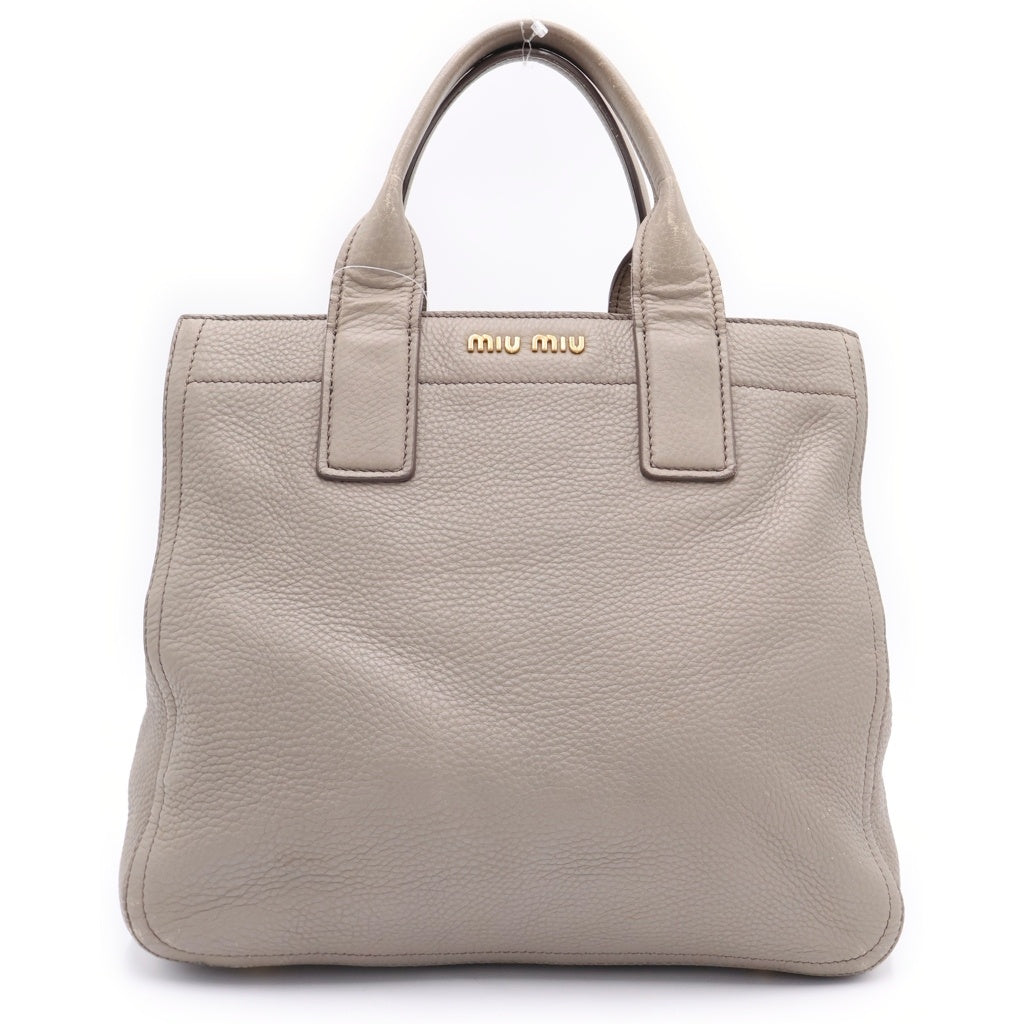 miumiu(ミュウミュウ) 2WAYハンドバッグ ショルダーバッグ ベージュ レザー ゴールド金具 レディース