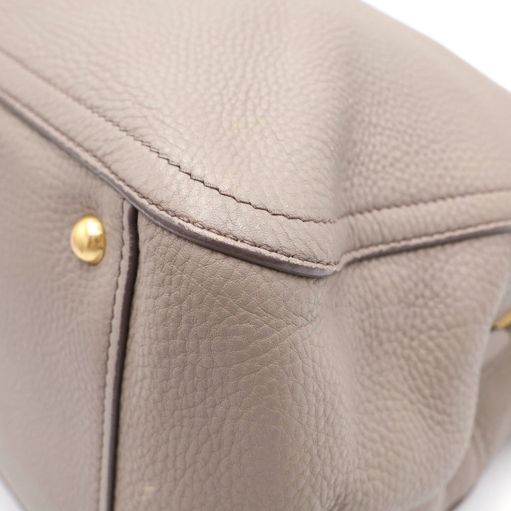 miumiu(ミュウミュウ) 2WAYハンドバッグ ショルダーバッグ ベージュ レザー ゴールド金具 レディース