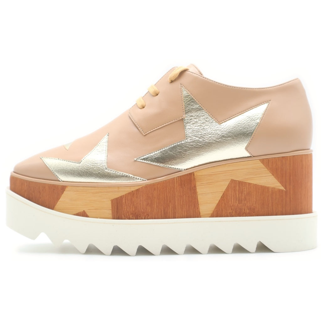 STELLA McCARTNEY(ステラマッカートニー) エリス スター メタリック コンビレザー プラットフォーム 厚底 シューズ ベージュ レディース 800281
