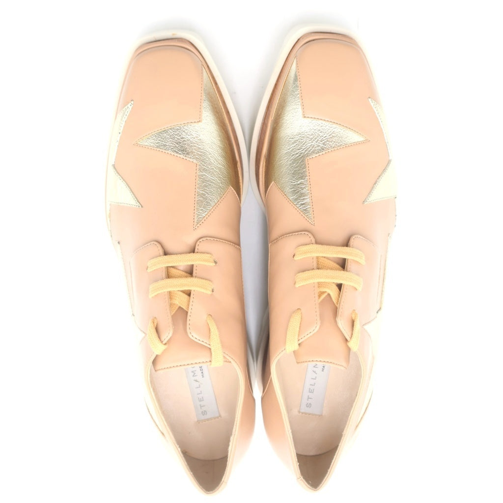 STELLA McCARTNEY(ステラマッカートニー) エリス スター メタリック コンビレザー プラットフォーム 厚底 シューズ ベージュ レディース 800281
