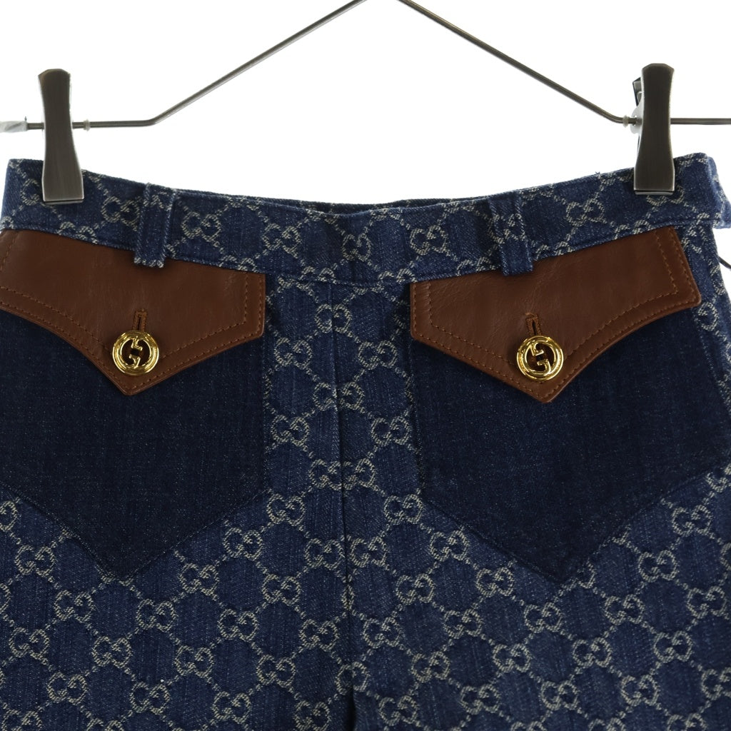 GUCCI(グッチ) ウォッシュド オーガニック デニムパンツ インディゴブルー #36 652661 レディース