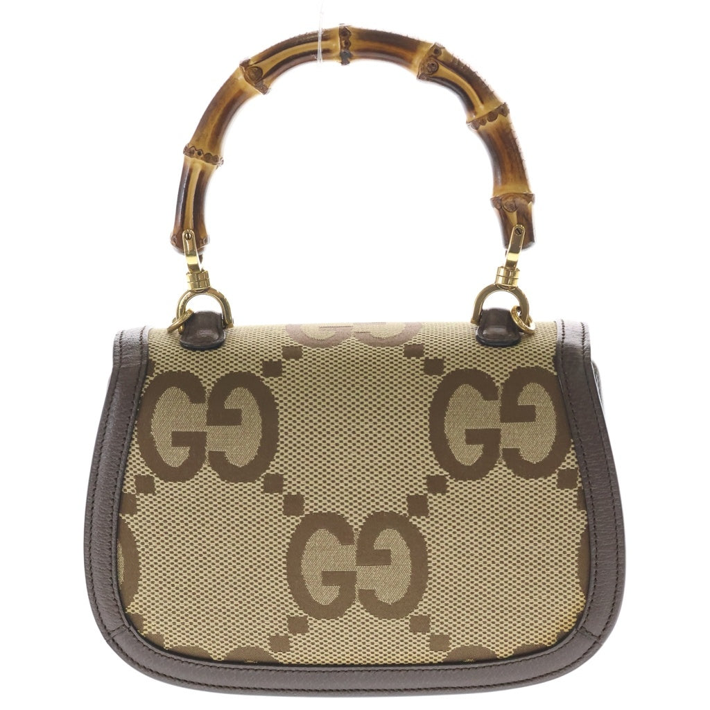GUCCI(グッチ) バンブー ジャンボGG キャンバス レザー 2WAY ハンド ショルダーバッグ ベージュ/ブラウン 675797 レディース
