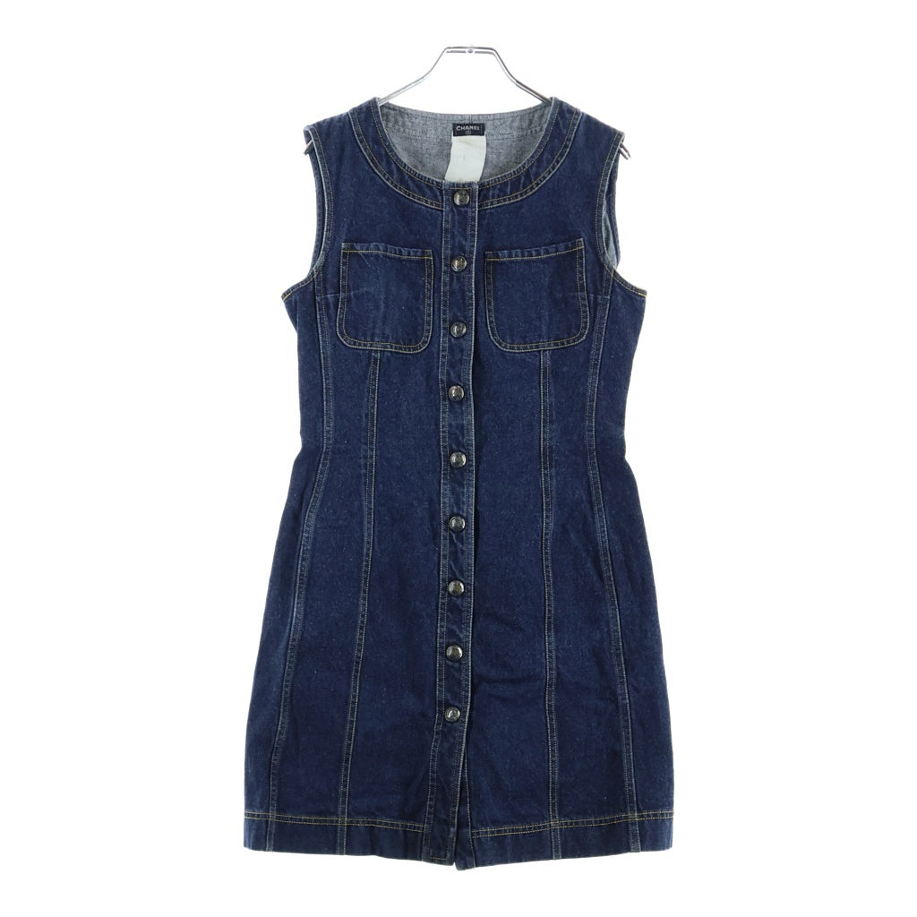 CHANEL(シャネル) ココボタン ノースリーブデニムワンピース インディゴブルー #40 PO7731V05664 レディース