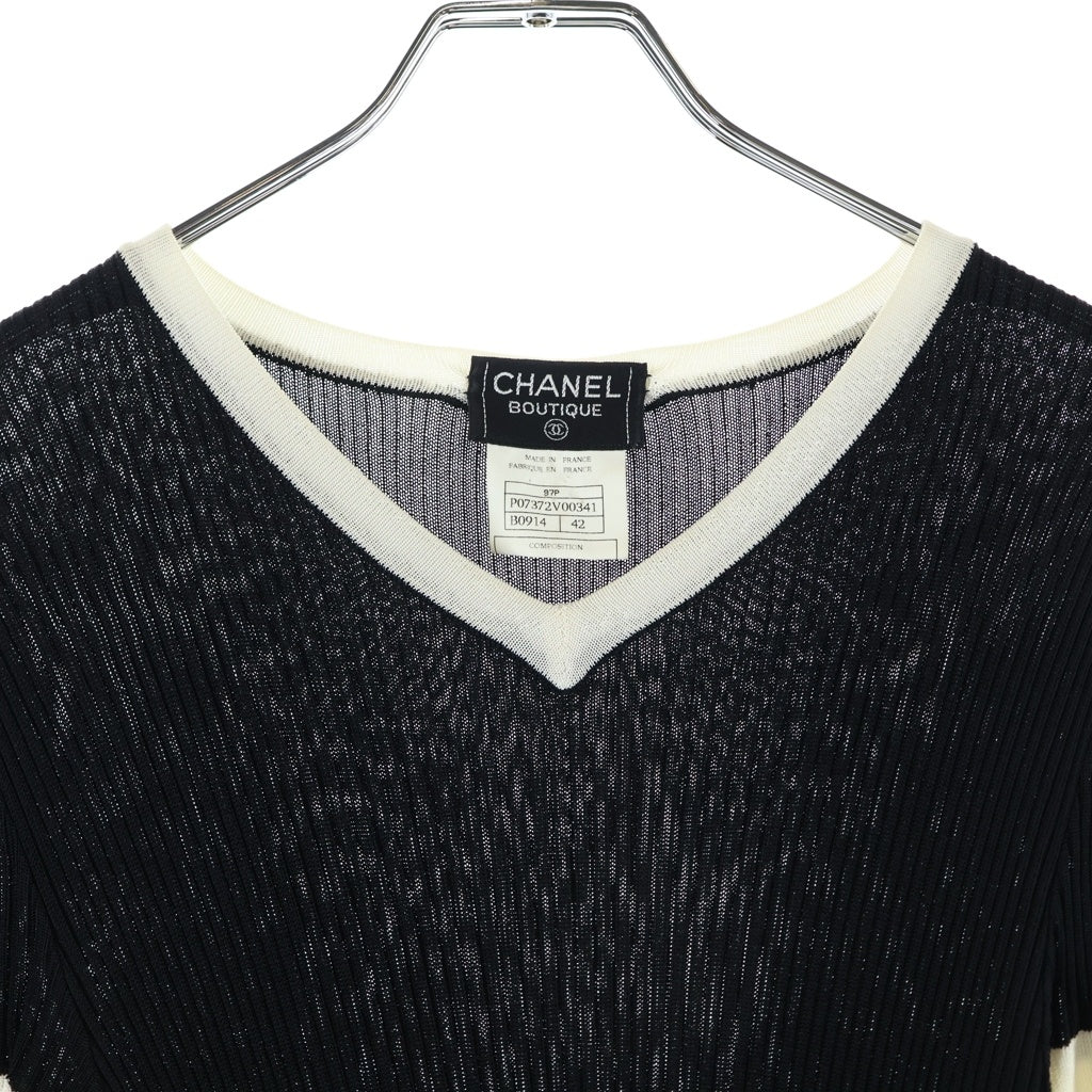 CHANEL(シャネル) 裾フリル 半袖ワンピース ブラック #42 P07372V00341 レディース