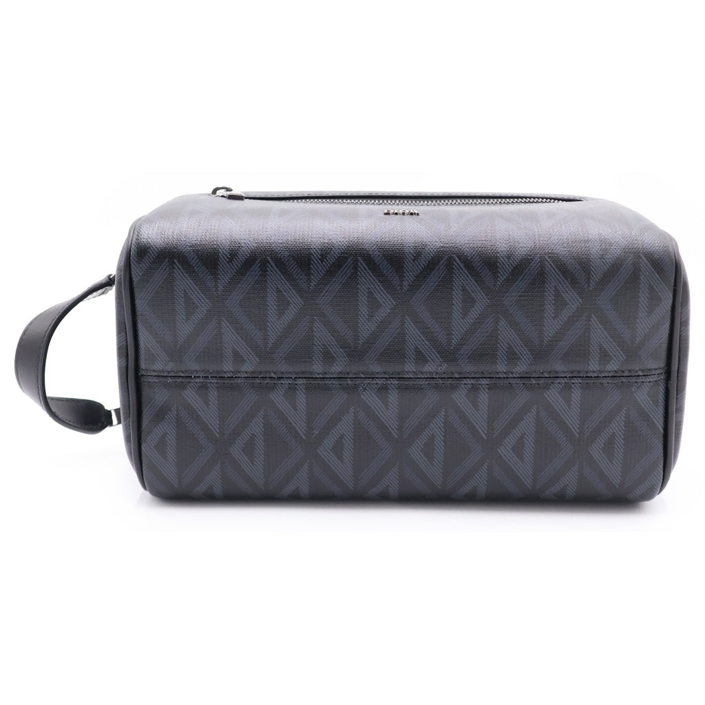 Christian Dior(クリスチャンディオール) CDダイヤモンド トイレタリーバッグ ケース ポーチ ブラック シルバー金具 レディース