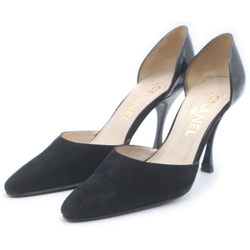 CHANEL(シャネル) スエードヒールパンプス ブラック #36 1/2 レディース