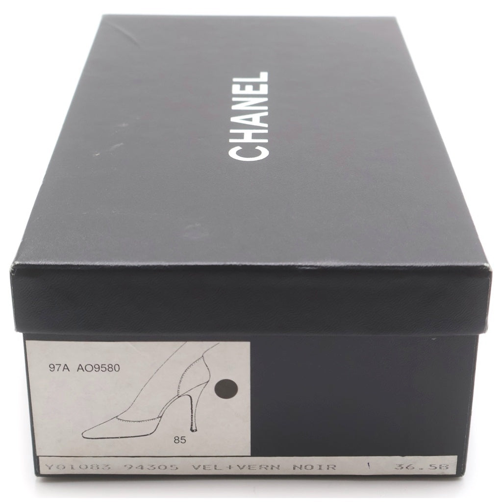 CHANEL(シャネル) スエードヒールパンプス ブラック #36 1/2 レディース